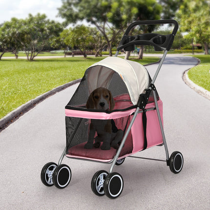 PaWz Pet Stroller Dog Cat Carrier Foldable Pink-1975420406949089287
