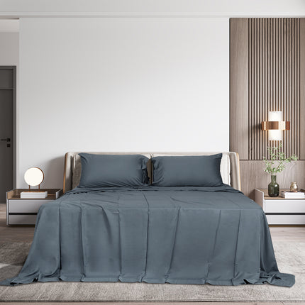 Dreamz 4pcs King Size 100% Bamboo Bed Sheet Set in Charcoal Colour-1954802919740149767