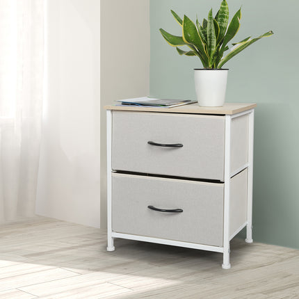Levede Chest of 2 Drawers Bedside Table Beige-1973194073829412870