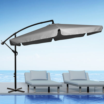 Mountview 3M Cantilever Umbrella Outdoor Grey Without Base-1975420433922658311