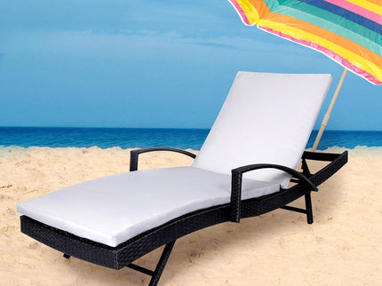 2PCS Levede Sun Lounger Wicker Lounge Grey-1864184449382617095