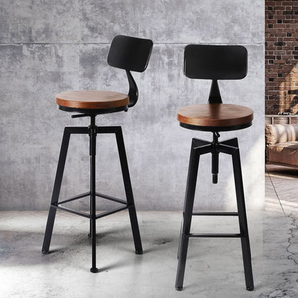 Levede 2x Bar Stool Kitchen Wooden Metal-1954802948454354951