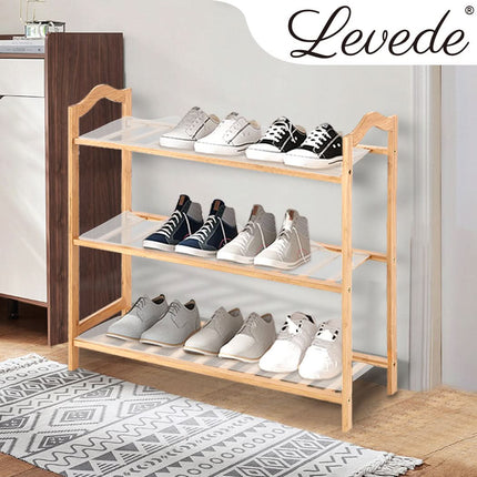 2x Levede 3 Tier Bamboo Shoe Rack Shoes-1919892878260310023