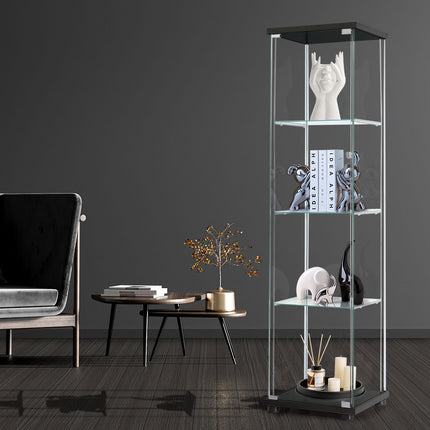 Stacked Display Storage Cabinet Glass Black-1973193812079677447