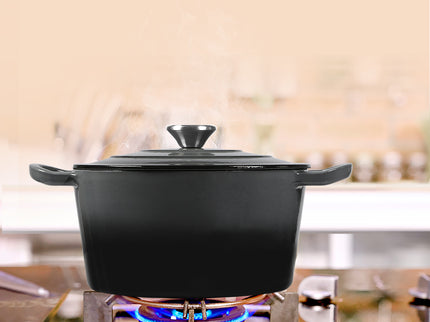 TOQUE 4L Enamel Dutch Oven Pot in Black Colour-1864184348161478663
