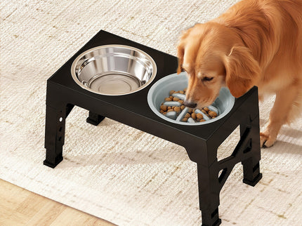 PaWz Elevated Dog Bowls 2 Stainless Steel Bowls and 1 Slow Feeder Bowl-1954802490386026503