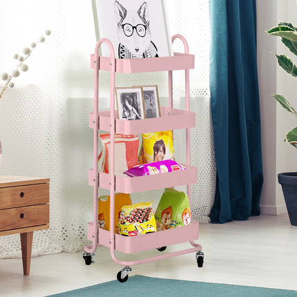 Levede 4 Tiers Kitchen Trolley Cart Pink-1973193877636648967