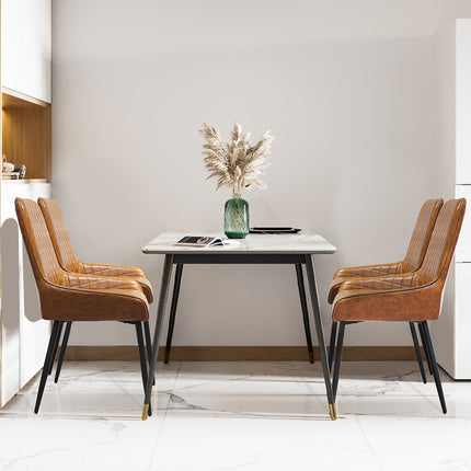 Dining Chairs x 4 Padded Seat PU Faux Leather-1975420386602520583