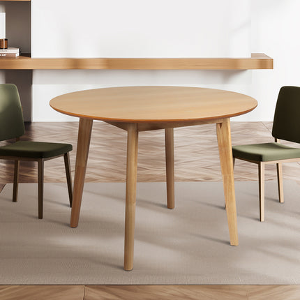 Levede Dining Table Round Rubberwood Base 100cm Natural 100 CM-1973194086840143879