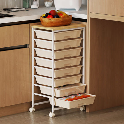 Levede 8 Drawers Storage Trolley Utility Cart Plastic Mobile Organiser Unit-2029334094093094918