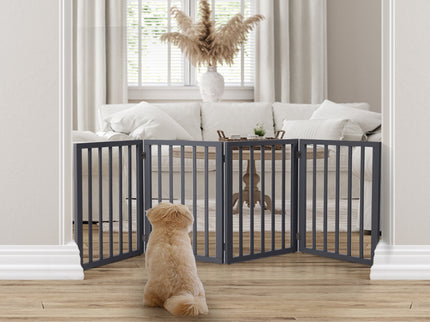Wooden Pet Gate Dog Fence Retractable Grey 600x 3MM-1864184510149693447