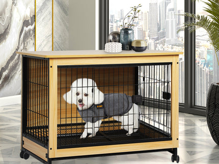 PaWz Wooden Wire Dog Kennel Side End M Medium-1864184541204320263