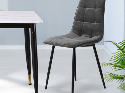 Levede 4x Dining Chairs Kitchen Velvet Grey-1942353398804385799