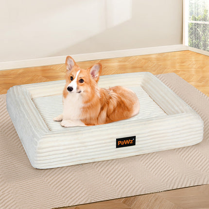 Pawz L Size Orthopedic Dog Bed with Corduroy Removable Cover Waterproof Washable Beige-1975420347398361095