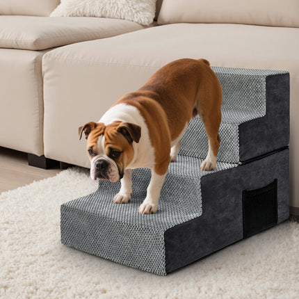 Pawz 4 Steps Pet Stairs Dog Ramp High Density Foam Grey-2006732767437656071