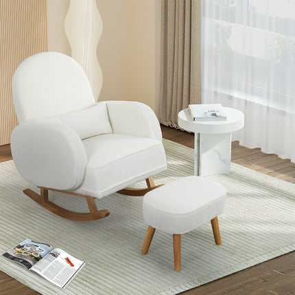 Levede Fleece Rocking Chair with footstool-1975420386942259207