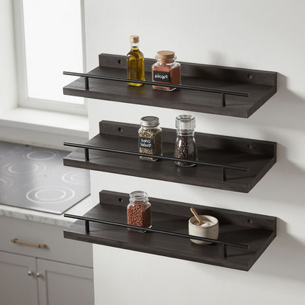 Levede Floating Wall Shelves  3 Pcs Wall Mounted Storage Display Rack Bedroom-2050059023952252935