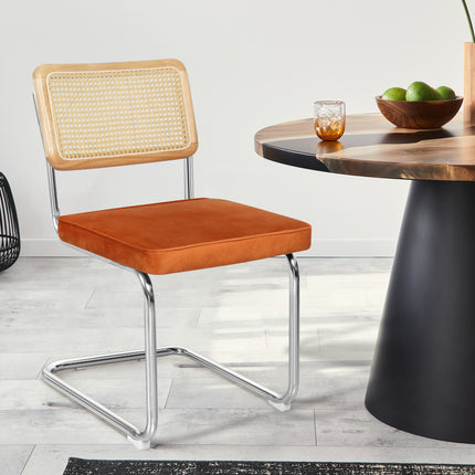 Levede 2xRattan Chair Dining Chairs Orange-1973194084940124167