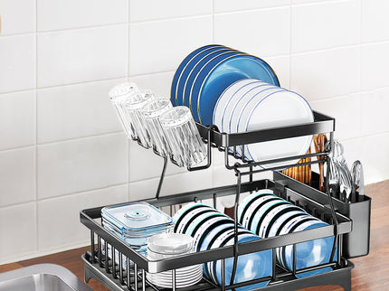TOQUE Detachable Dish Drying Rack Cutlery Black-1864184346462785543