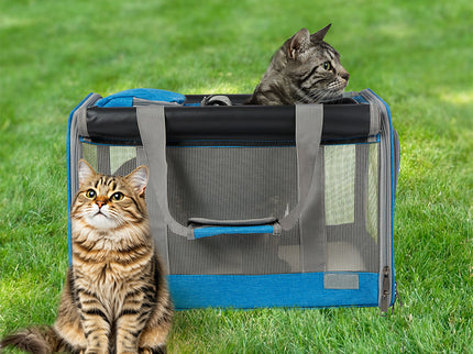 Pawz 3 in 1 Pet Soft Crate Dog Cat Carrier M Size Blue-1910112288757649415