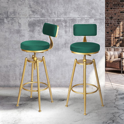 Levede 1x Bar Stools Velvet Kitchen Green-1973194046797123591