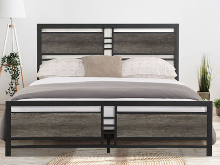 Levede Queen Bed Frame Metal Mattress Dark Grey-1864183189803765767