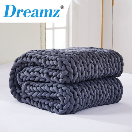 Dreamz Knitted Weighted Blanket Chunky Dark Grey Double 7KG-1973194040107208711
