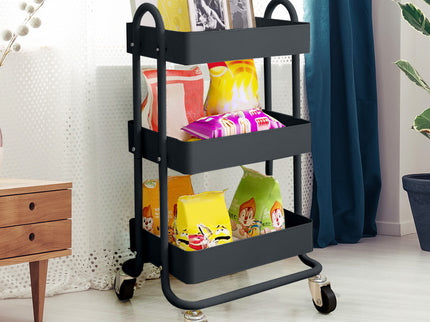 Levede 3 Tiers Kitchen Trolley Cart Grey-1917016721408004103