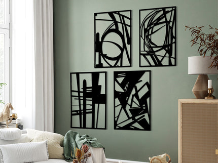 Yezi Metal Wall Art 4Pcs Abstract Minimalist Line Decor-1910149776226258951