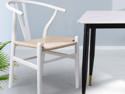 Levede 2x Dining Chairs Wooden Hans White-1942353395633491975