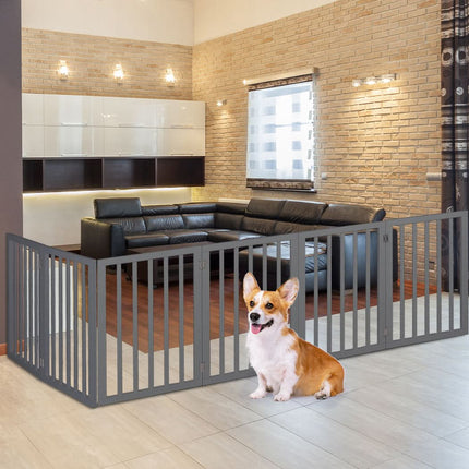 PaWz Wooden Pet Gate Dog Fence Safety Grey 100 Pack-1954802529569214471