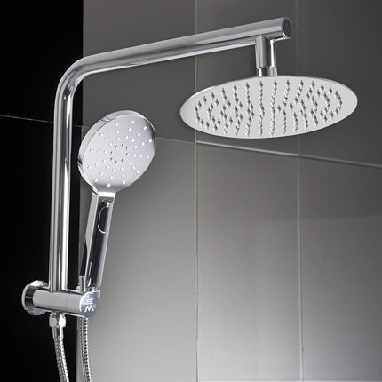 High Pressure Shower Head Set Rain Round Silver-1954802953579794439