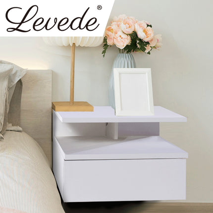 Levede 2x Bedside Tables Side Table White-1910113068977885191