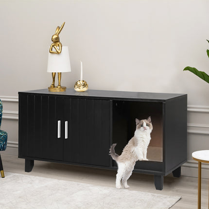 PaWz Enclosed Cat Litter Cabinet Box Black-1975420459243671559