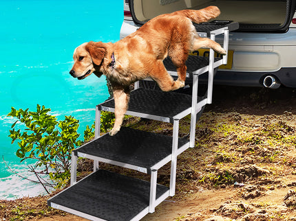 PaWz 5 Steps Dog Ramp Adjustable Height Black-1864184532979290119