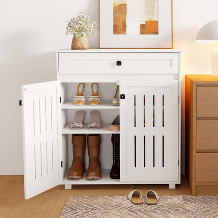 Levede Shoe Cabinet Door Storage Rack Cupboard White-2029387290895323144