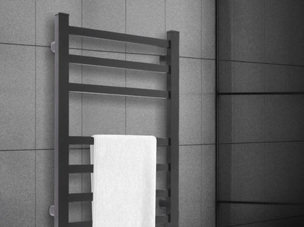Heated Towel Rail Warmer Rack Wall Mounted Black-1910113122912440327