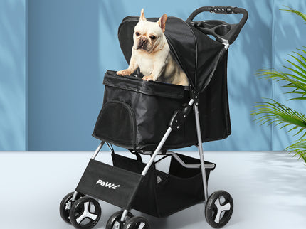 PaWz 4 Wheels Pet Stroller Dog Cat Cage Black-1864184624134098951