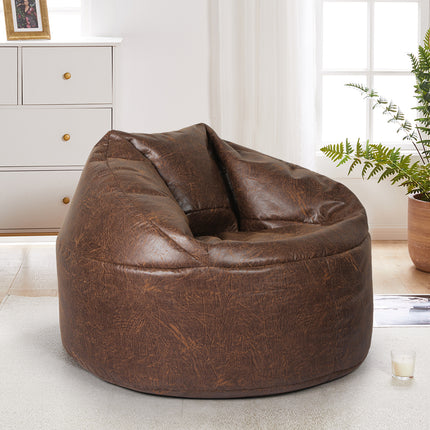 Marlow Bean Bag Chair Cover PU Couch Brown-1973194021832626183
