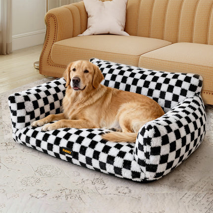 Pawz Pet Bed Plush Checkered Dog Bed Washable Cat Bed-2018816740531769351