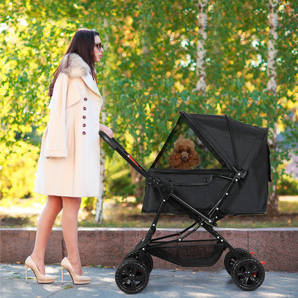 PaWz Pet Stroller Dog Cat Carrier Foldable Black-1973193719184232455