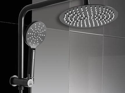 High Pressure Shower Head Set Rain Round Black-1942353353099055111