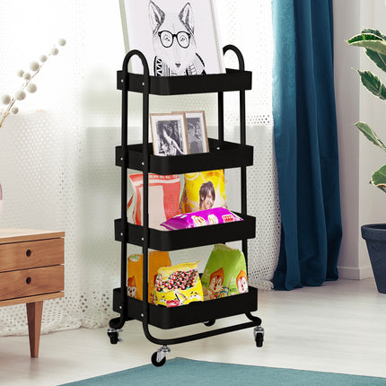 Levede 4 Tiers Kitchen Trolley Cart Black-1973193877439516679