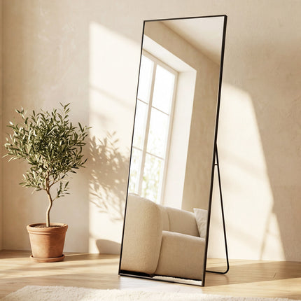 Yezi Rectangular Full Length Mirror 165x60cm Black Standing Floor Wall Leaning-2050059008307499015