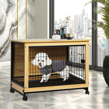 PaWz Wooden Wire Dog Kennel Side End M Medium-1973193672728121351