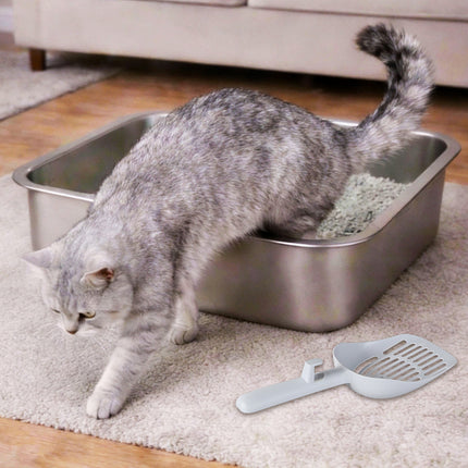 Pawz Stainless Steel Cats Litter Box 10cm Height Small Animals Easy Entry Clean-2029334099243700231