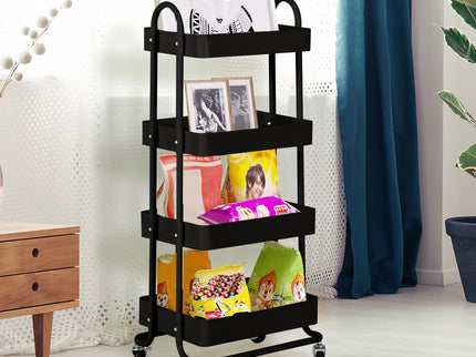 Levede 4 Tiers Kitchen Trolley Cart Black-1917016722028761095