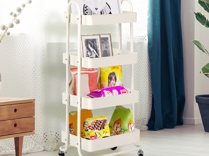 Levede 4 Tiers Kitchen Trolley Cart White-1917016722343333895