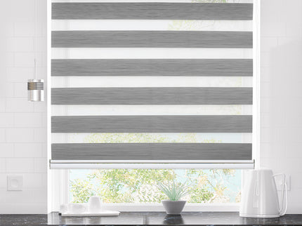 Marlow Blackout Zebra Roller Blind Curtains 120x210 Grey-1910113277401239559