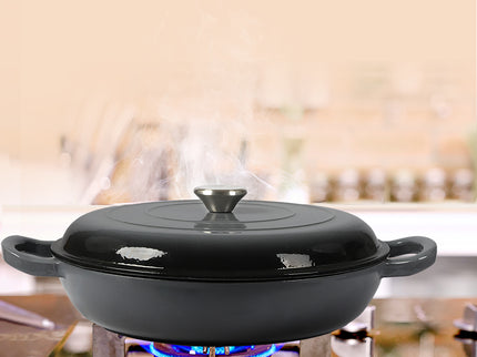 3.5L Enamel Dutch Oven Pan in Black Colour-1864184348593491975